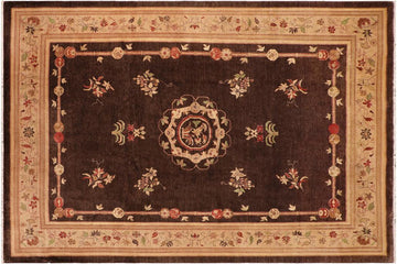 handmade Geometric Kafkaz Chobi Ziegler Brown Tan Hand Knotted RECTANGLE 100% WOOL area rug 10 x 14